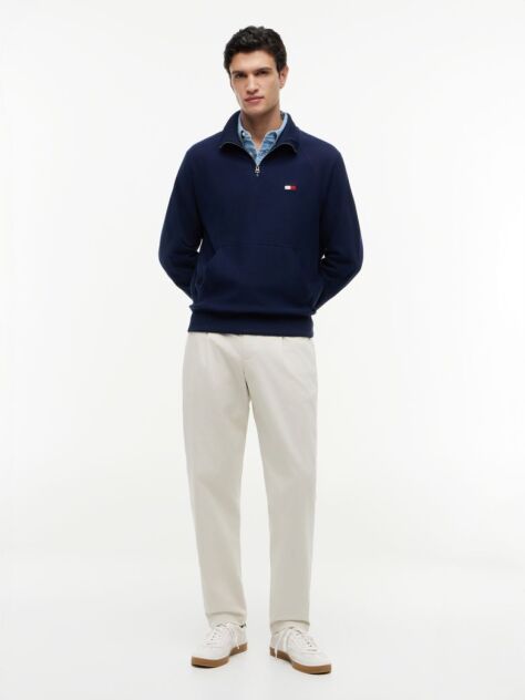 Blue Flag Logo Raglan Relaxed Quarter-Zip Jumper  Men