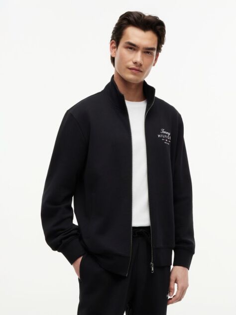 Black Logo Mock Neck Zip-Thru Sweatshirt  Men
