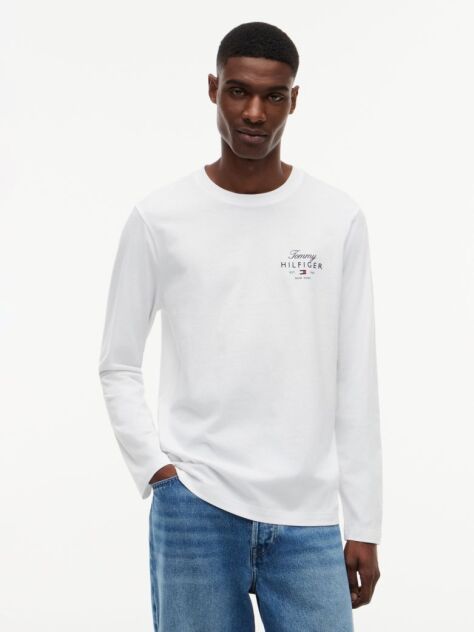 White Logo Long Sleeve T-Shirt  Men