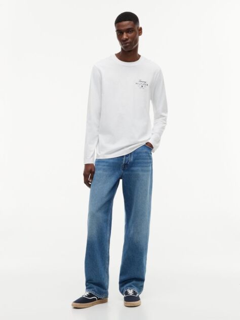 White Logo Long Sleeve T-Shirt  Men