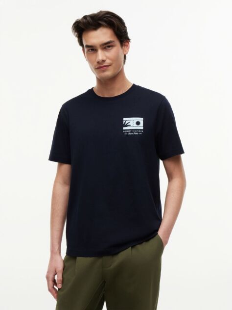 Μπλε T-Shirt Με Λογότυπο Και Κλασική Λαιμόκοψη  Άνδρες
