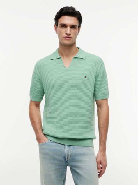 Green Regular Fit Knit Polo Shirt  Men