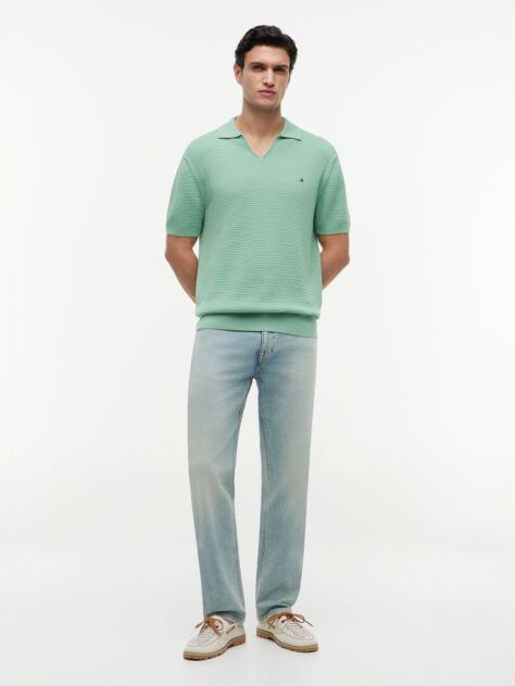 Green Regular Fit Knit Polo Shirt  Men