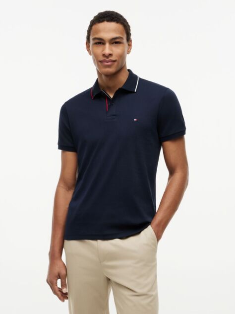 Blue Slim Fit Tipped Polo Shirt  Men