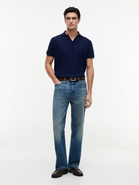 Blue Regular Fit Jacquard Polo Shirt  Men