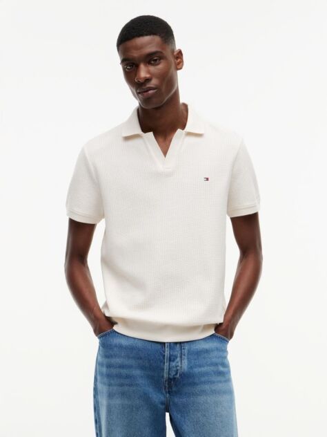 Beige Regular Fit Jacquard Polo Shirt  Men