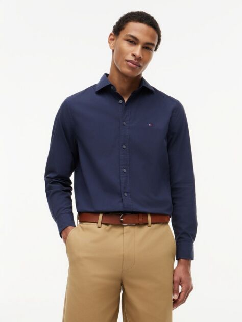 Blue Regular Fit Washed Poplin Shirt  Men