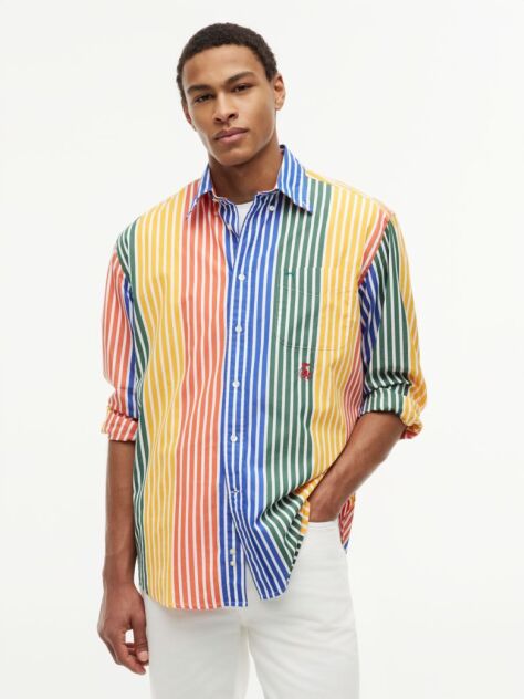 Multi Relaxed Fit Multicolour Stripe Poplin Shirt  Men