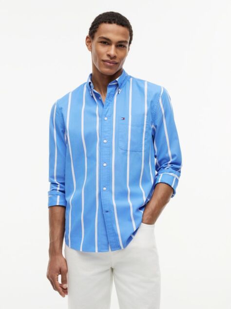 Multi Regular Fit Button-Down Stripe Poplin Shirt  Men