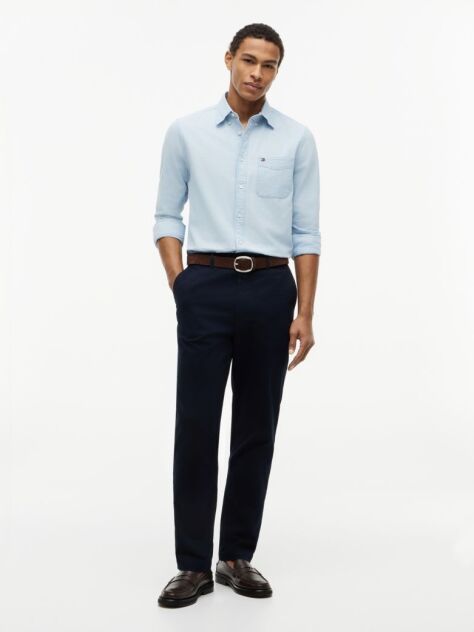 Blue Regular Fit Button-Down Chambray Shirt  Men