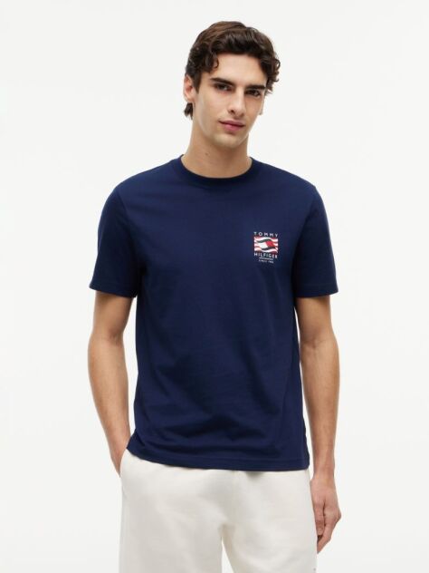 Blue Wavy Flag T-Shirt  Men