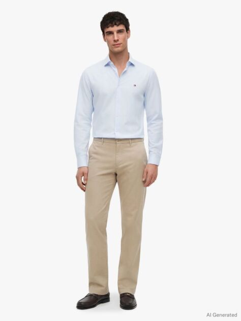 Blue Slim Cotton Shirt  Men