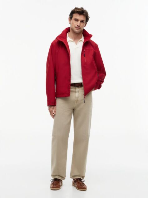 Red Logo Collar Zip-Thru Jacket  Men
