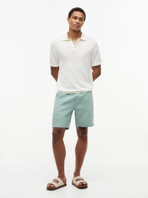 Green Dover Linen Blend 8" Inseam Chino Bermuda Shorts  Men