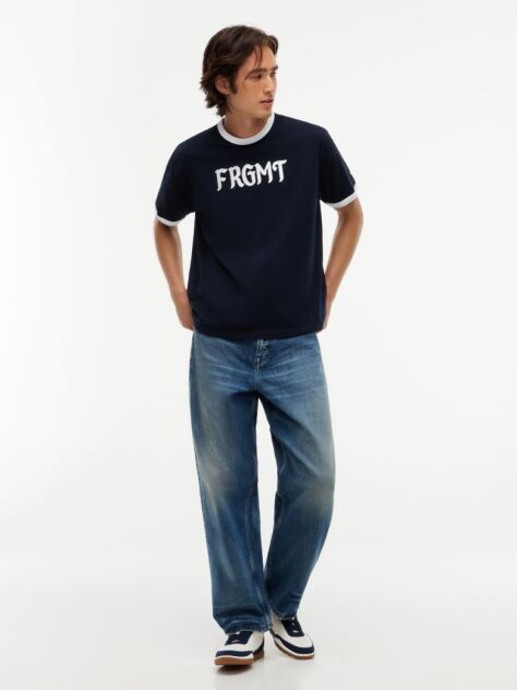 Blue Relaxed Jersey Ringer T-Shirt  Men