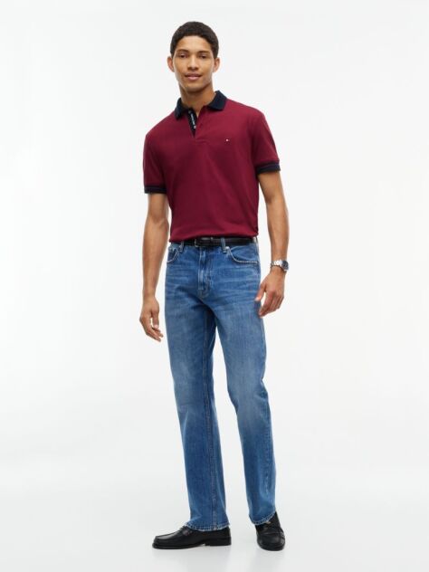 Red Regular Fit Interlock Contrast Polo Shirt  Men