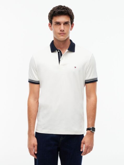 Beige Regular Fit Interlock Contrast Polo Shirt  Men