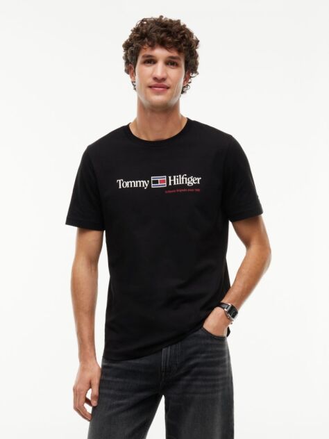 Black Logo Jersey Crew Neck T-Shirt  Men