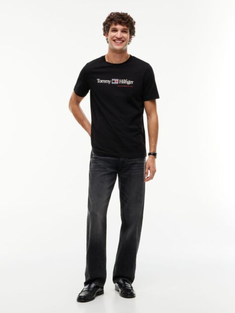 Black Logo Jersey Crew Neck T-Shirt  Men