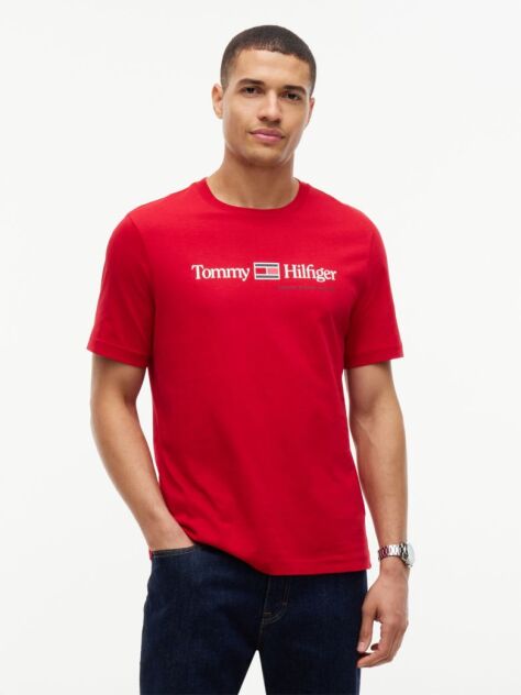 Red Logo Jersey Crew Neck T-Shirt  Men