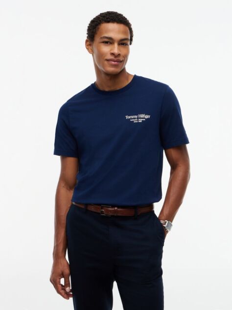 Blue Back Logo Crew Neck T-Shirt  Men