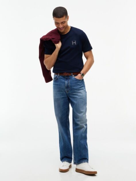 Blue Varsity Logo Embroidery Crew Neck T-Shirt  Men