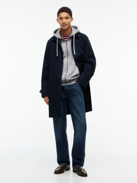 Γκρι Fleece Hoody Με Φερμουάρ Και Κεντητό Σημαιάκι  Άνδρες