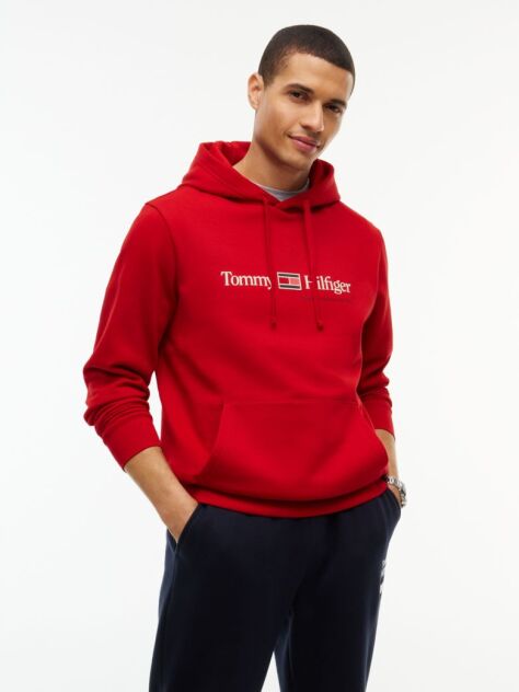 Κόκκινο Fleece Hoody Με Λογότυπο  Άνδρες