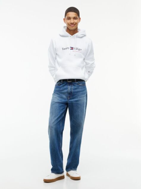 Άσπρο Fleece Hoody Με Λογότυπο  Άνδρες