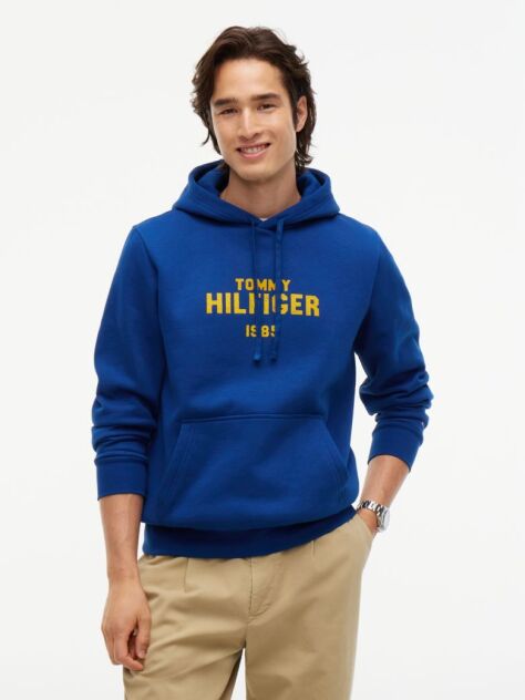 Blue Logo Embroidery Fleece Hoody  Men