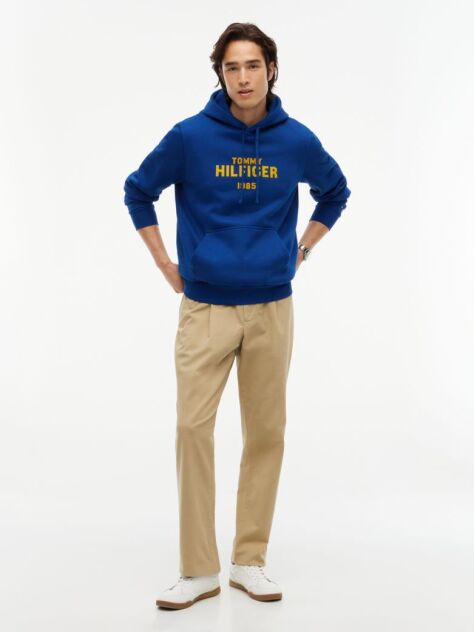 Blue Logo Embroidery Fleece Hoody  Men