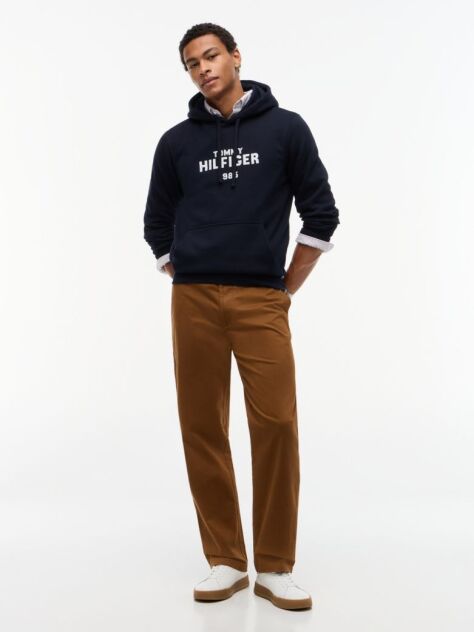 Μπλε Fleece Hoody Με Κεντητό Λογότυπο  Άνδρες