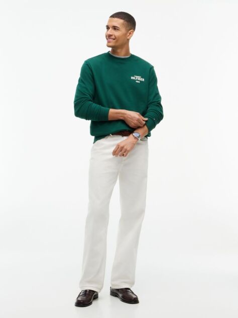 Green 1985 Logo Terry Crew Neck Sweatshirt  Men