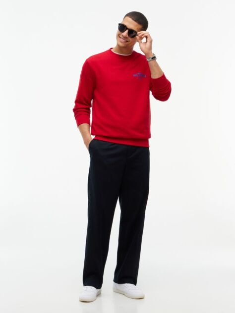 Red 1985 Logo Terry Crew Neck Sweatshirt  Men
