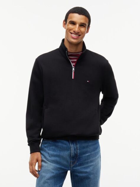 Black Global Stripe Terry Quarter-Zip Sweatshirt  Men
