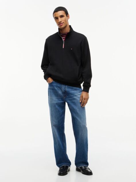 Black Global Stripe Terry Quarter-Zip Sweatshirt  Men