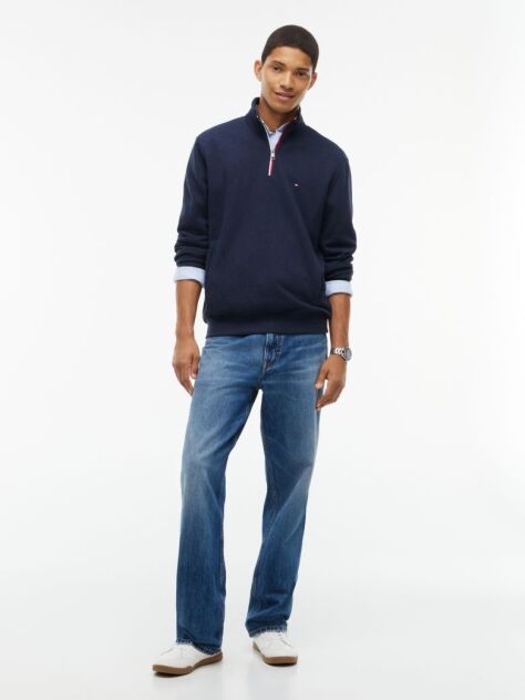 Blue Global Stripe Terry Quarter-Zip Sweatshirt  Men