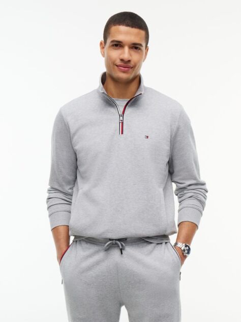 Grey Global Stripe Terry Quarter-Zip Sweatshirt  Men