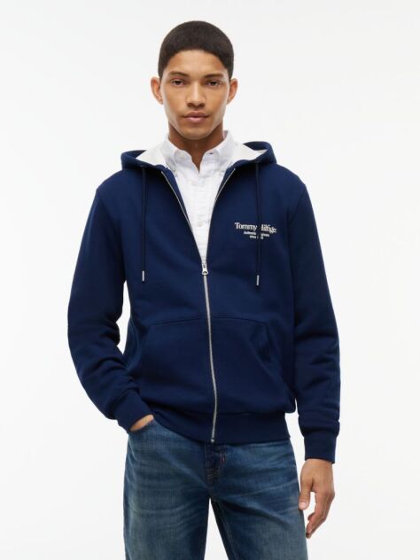 Μπλε Hoody Με Φερμουάρ Και Πίσω Σχέδιο  Άνδρες