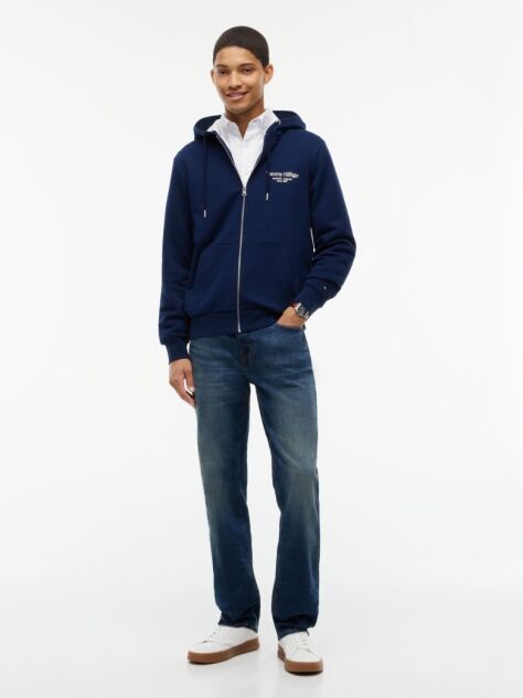 Μπλε Hoody Με Φερμουάρ Και Πίσω Σχέδιο  Άνδρες