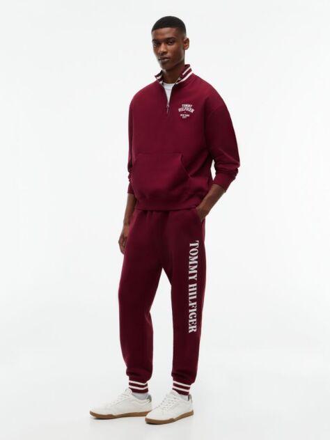 Red Varsity Relaxed Quarter-Zip Sweatshirt  Men