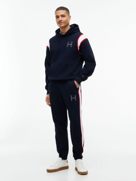Blue Varsity Logo Contrast Stripe Hoody  Men