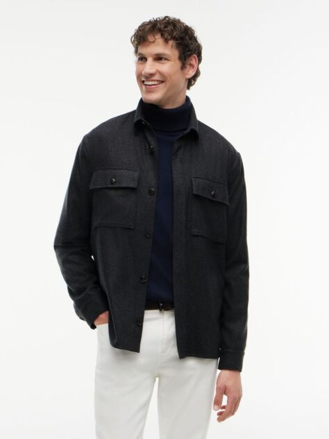 Γκρι New York Φανελένιο Overshirt Σε Κανονική Γραμμή  Άνδρες
