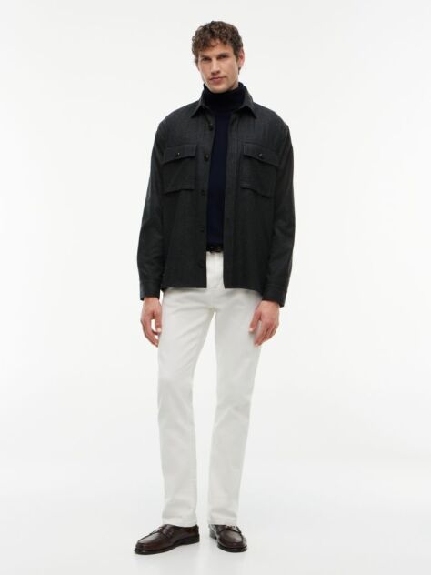 Γκρι New York Φανελένιο Overshirt Σε Κανονική Γραμμή  Άνδρες