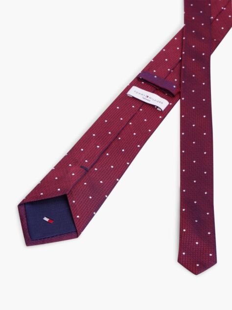Red New York Label Dot Silk Tie  Men