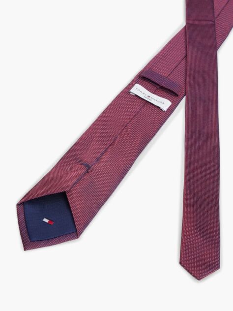 Red New York Label Pattern Silk Tie  Men
