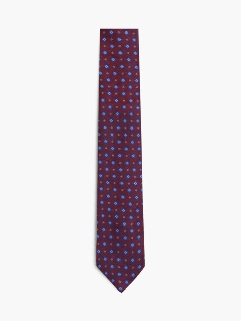 Red New York Label Geometric Silk Tie  Men