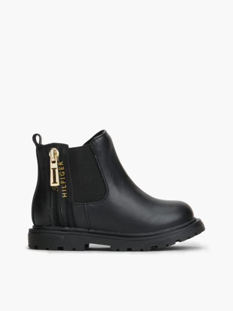Black Logo Cleat Chelsea Boots  Girls