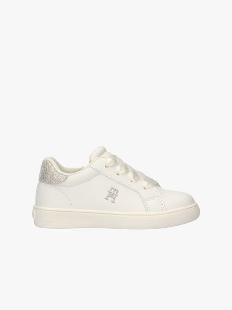 White Low Cut Velcro Sneakers  Girls