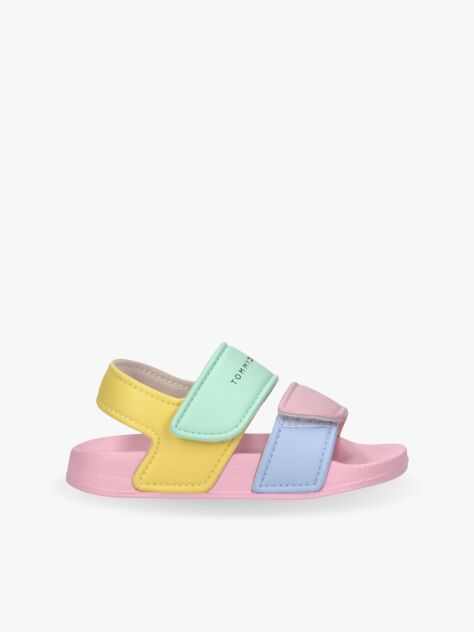 Multi Logo Hook And Loop Sandals  Girls